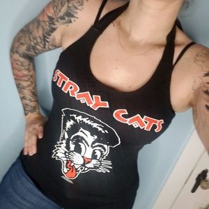 STRAY CATS halter top Handmade